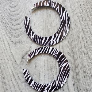 Betsey Johnson zebra print hoop earrings